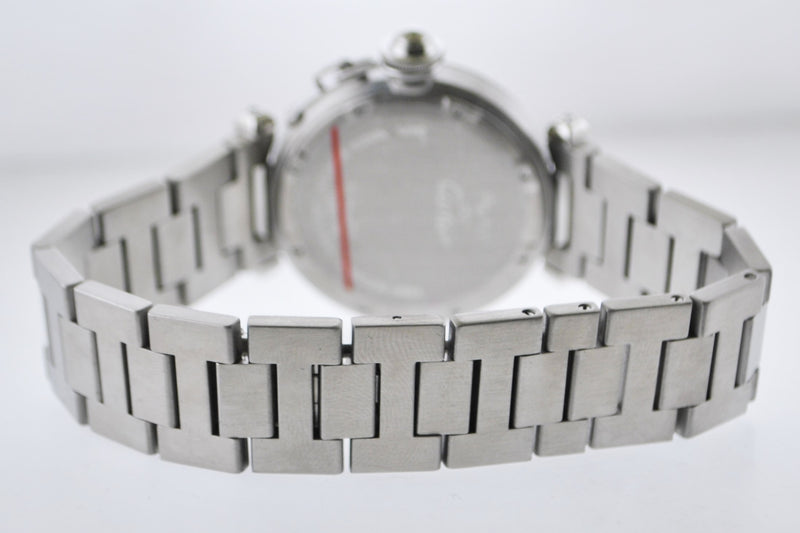CARTIER Pasha de Cartier #2475 Automatic Wristwatch White Dial Link Band in Stainless Steel - $10K VALUE APR 57
