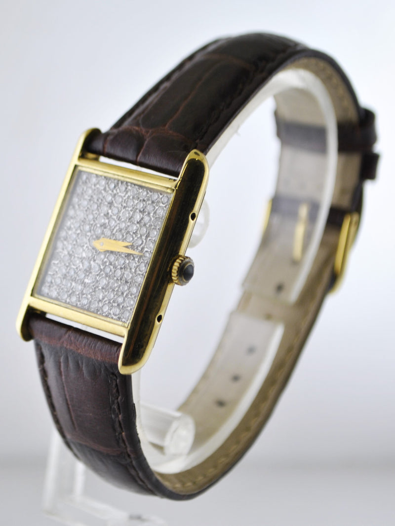 BUECHE GIROD Diamond Dial Wristwatch Mechanical Rectangle in 18K Yellow Gold - $18K VALUE APR 57