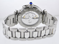 CARTIER Pasha de Cartier GMT #2388 Automatic Wristwatch Power Reserve Link Band in Stainless Steel - $15K VALUE APR 57