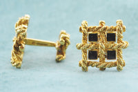 David Webb Pair of Cuff-links Ruby Style Stones Double Cuff-links in 18 Karat Yellow Gold - $15K VALUE APR 57