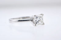 Contemporary Diamond Engagement Ring 1.56 Ct. Princess Cut Brilliant in White Gold - $25K VALUE APR 57