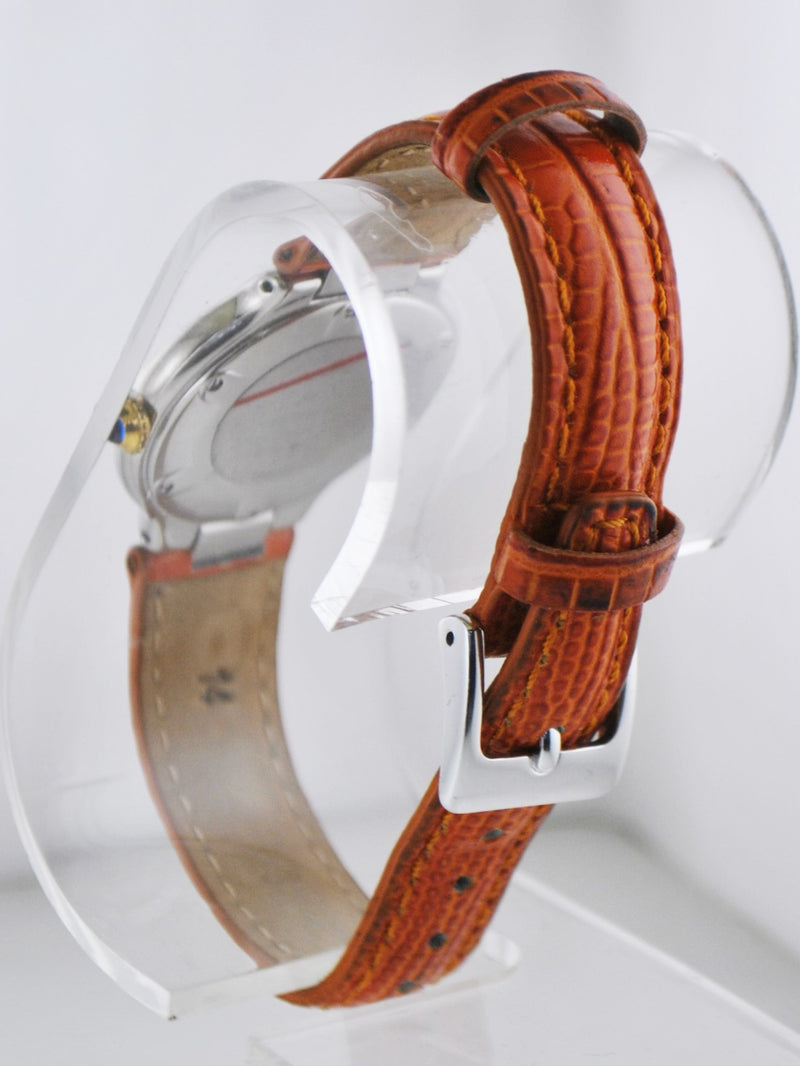 CARTIER Must de Cartier Two-Tone YG & SS Wristwatch on Brown Leather Strap- $7K VALUE APR 57
