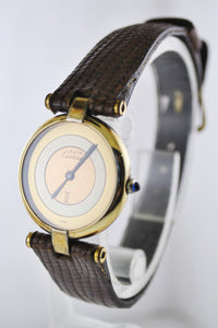 Cartier Paris Argent Quartz Small Wristwatch Three-Tone Dial Yellow Gold Plated - $6K VALUE APR 57