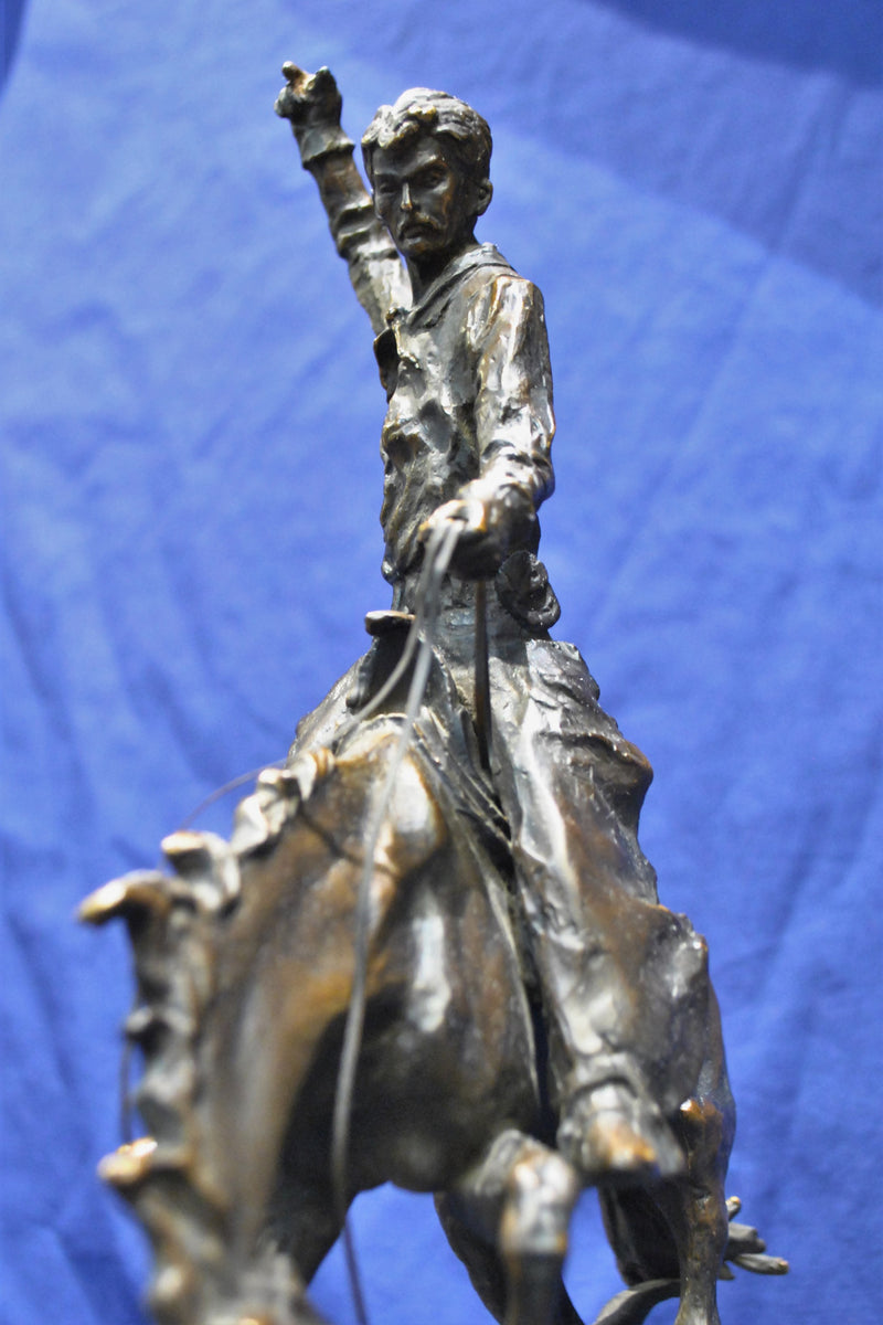 CARL KAUBA "Rodeo Rider" Signed 1890s Bronze Sculpture - Western Cowboy & Horse - $6K VALUE* APR 57