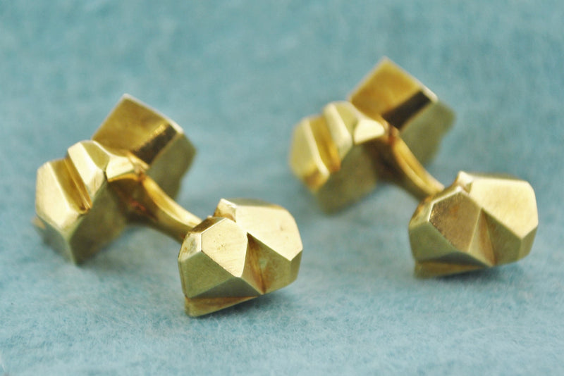 Cuff-links Geometrical Pair of Double Cuff-links in 18 Karat Yellow Gold - $8K VALUE APR 57