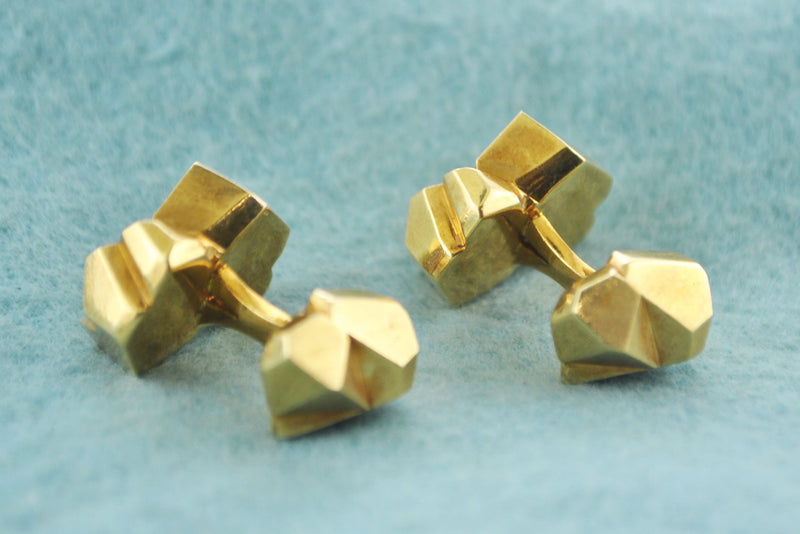 Cuff-links Geometrical Pair of Double Cuff-links in 18 Karat Yellow Gold - $8K VALUE APR 57