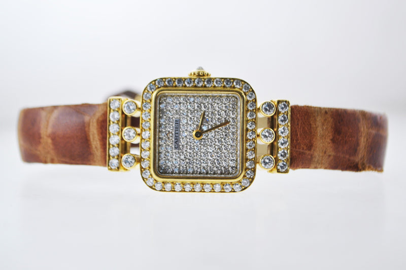 CARTIER Rare Vintage 18K Yellow Gold Square Watch w/ Diamond Dial, Bezel, & Lugs! - $65K VALUE! APR 57