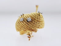 Vintage Cherny Snail Brooch Diamond Ruby in 18K Yellow Gold Pin - $8K VALUE APR 57
