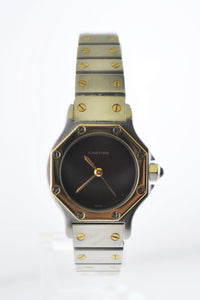 CARTIER Santos Two-Tone YG & SS Octagonal Automatic Wristwatch w/ Ruby Style Dial - $10K VALUE! APR 57