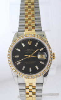 Rolex DateJust Men's Watch in 18K Yellow Gold and Stainless Steel with Approximately 55 Diamonds. -$35K Value APR 57