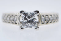 Designer Diamond Engagement Ring Princess Cut Filigree Work in Solid White Gold TCW 1.46 Cts.- $20K VALUE APR 57