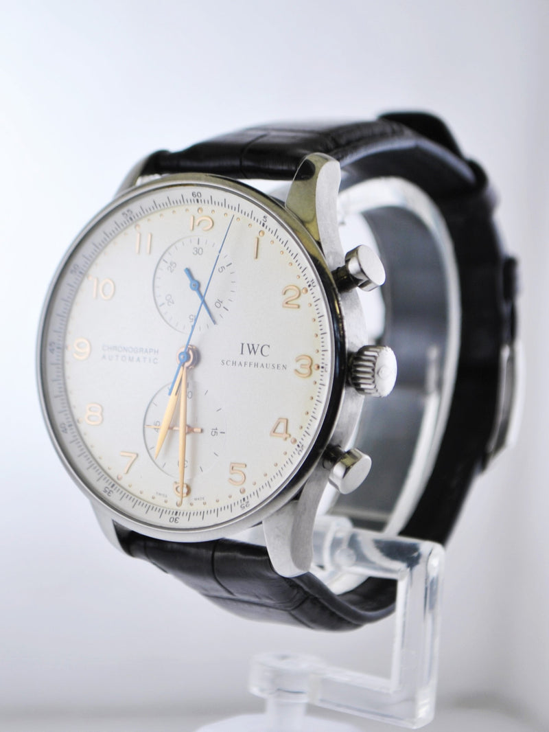 Contemporary IWC Schaffhausen Portugieser Chronograph Automatic in Stainless Steel Wristwatch on Original Band - $13K VALUE APR 57