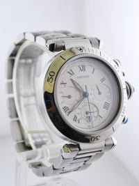 CARTIER Pasha de Cartier Chrono #1050 Quartz Wristwatch Date Rotating Bezel in Stainless Steel - $16K VALUE APR 57