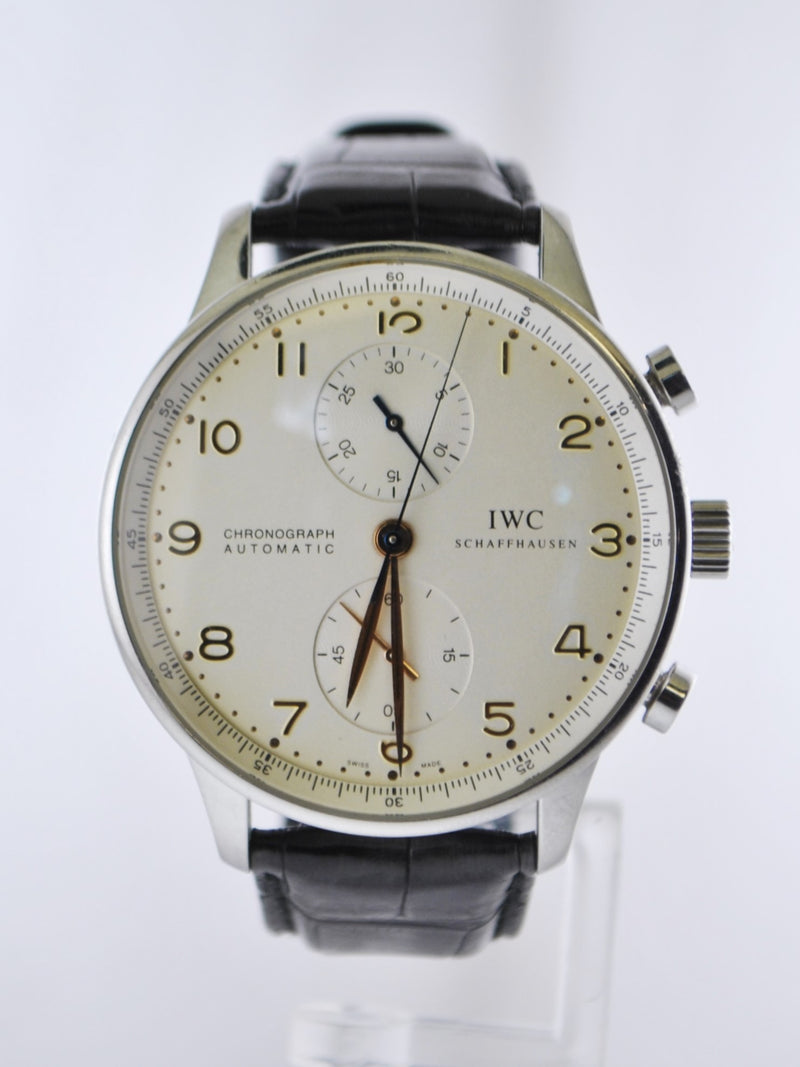 Contemporary IWC Schaffhausen Portugieser Chronograph Automatic in Stainless Steel Wristwatch on Original Band - $13K VALUE APR 57