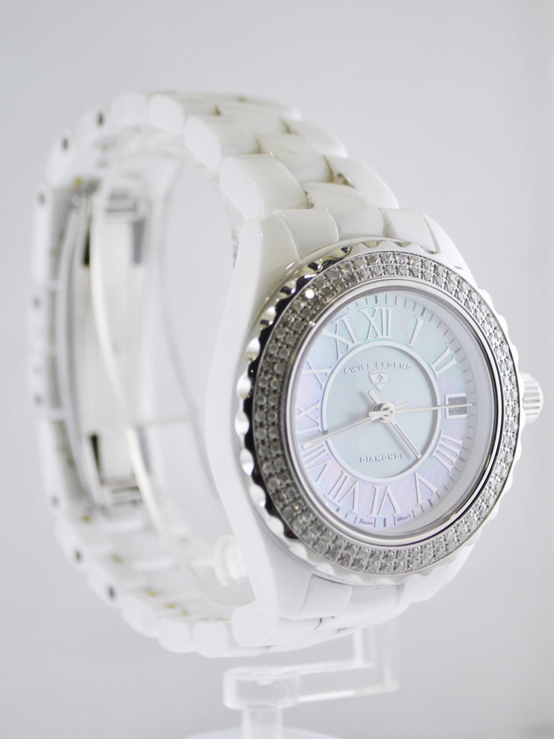 SWISS LEGEND Automatic SS/Ceramic Wristwatch w/ Pearl Dial & 118 Diamonds! - $6K VALUE, w/Cert! APR 57