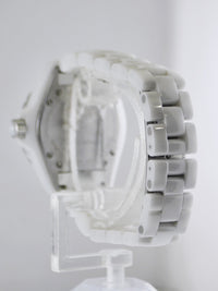 CHANEL Quartz Ladies J12 Wristwatch #H0968 in Stainless Steel and White Ceramic - $8K VALUE w/ CoA! APR 57