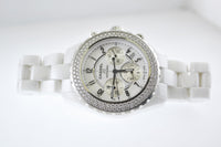 CHANEL J12 Diamond Automatic Chronograph in Stainless Steel and White Ceramic - $20K VALUE w/ CoA! APR 57