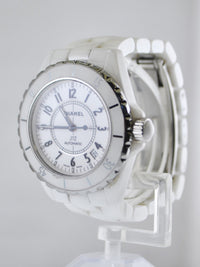 CHANEL Automatic Ladies Wristwatch J12 in Stainless Steel and White Ceramic - $8K VALUE w/ CoA! APR 57