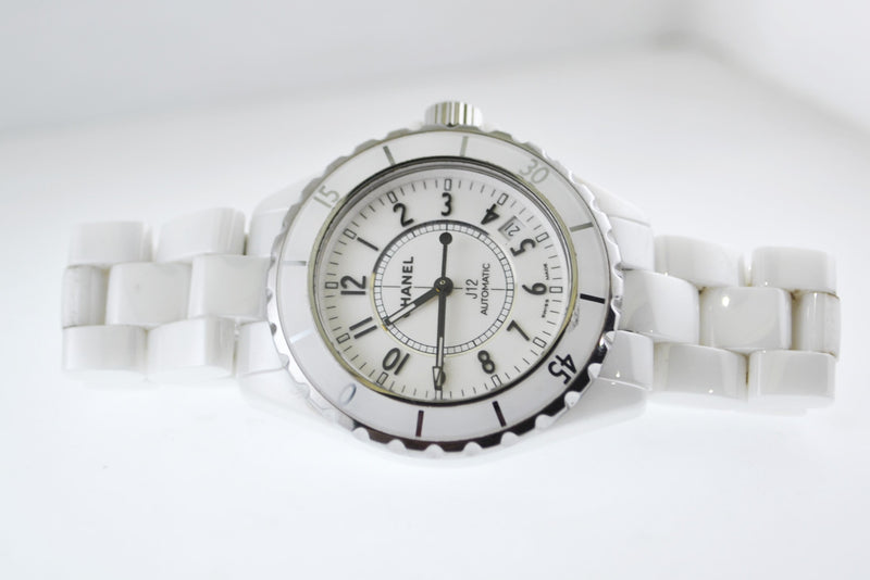 CHANEL Automatic Ladies Wristwatch J12 in Stainless Steel and White Ceramic - $8K VALUE w/ CoA! APR 57