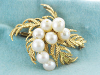 Pearl Brooch with 9 Pearls in Floral Intricate Design in Solid Yellow Gold - $15K VALUE APR 57