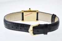 CARTIER Tank Classic 18K YG-Plated Rectangle Wristwatch w/ Black Face - $6,500 VALUE! APR 57