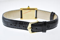 CARTIER Tank Classic 18K YG-Plated Rectangle Wristwatch w/ Black Face - $6,500 VALUE! APR 57