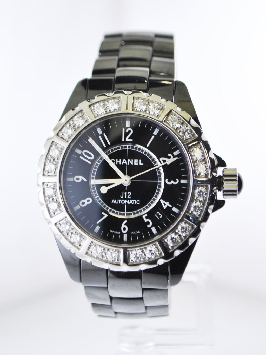 CHANEL J12 Diamond Automatic Wristwatch in Stainless Steel and Black  Ceramic - $25K VALUE w/ CoA!