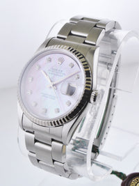 ROLEX Datejust SS Wristwatch w/ 18K WG Bezel & Mother of Pearl Pink Diamond Dial - $22K APR w/ COA APR 57