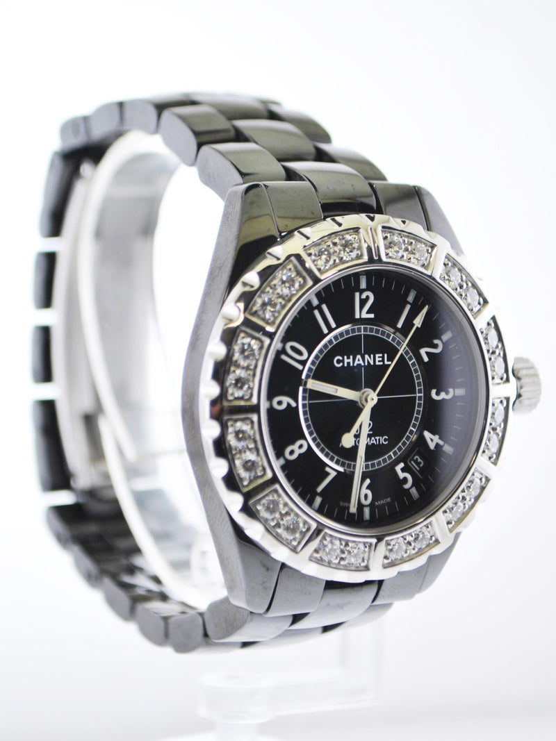 CHANEL J12 Diamond Automatic Wristwatch in Stainless Steel and Black Ceramic - $25K VALUE w/ CoA! APR 57