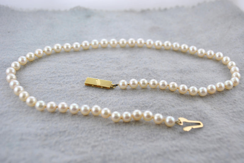 MIKIMOTO 4mm White South Sea Cultured Pearl Necklace in 18K Yellow Gold -$4K Appraisal Value! ✓ APR 57