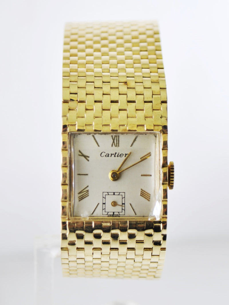 CARTIER Rare Square Solid Yellow Gold Wristwatch on Original Link Band - $15K VALUE! APR 57
