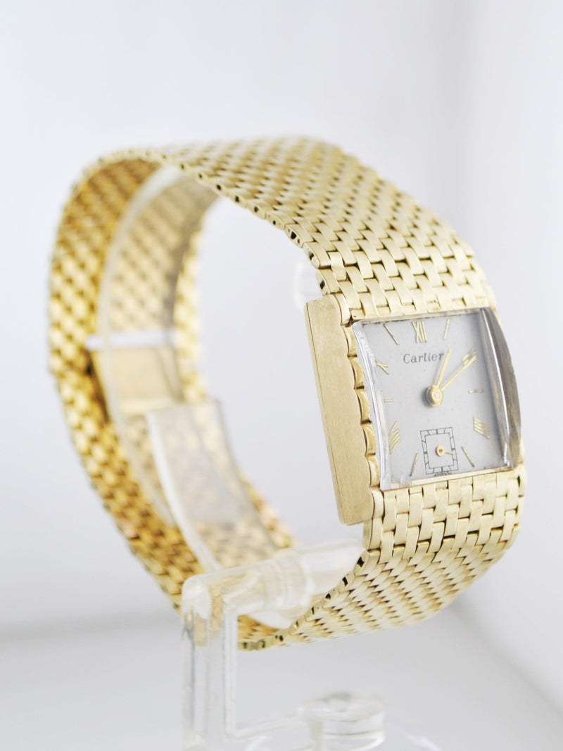 CARTIER Rare Square Solid Yellow Gold Wristwatch on Original Link Band - $15K VALUE! APR 57