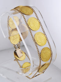 Solid Yellow Gold Coin Bracelet with 11 Mexican 2.5 Pesos and Sombrero, C. 1940's - $13K APR Value w/ CoA! APR 57