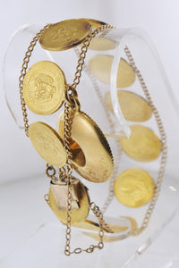 Solid Yellow Gold Coin Bracelet with 11 Mexican 2.5 Pesos and Sombrero, C. 1940's - $13K APR Value w/ CoA! APR 57