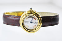 CARTIER Must de Cartier Trinity Vermeil #2735 Round YG Wristwatch - $15K VALUE APR 57