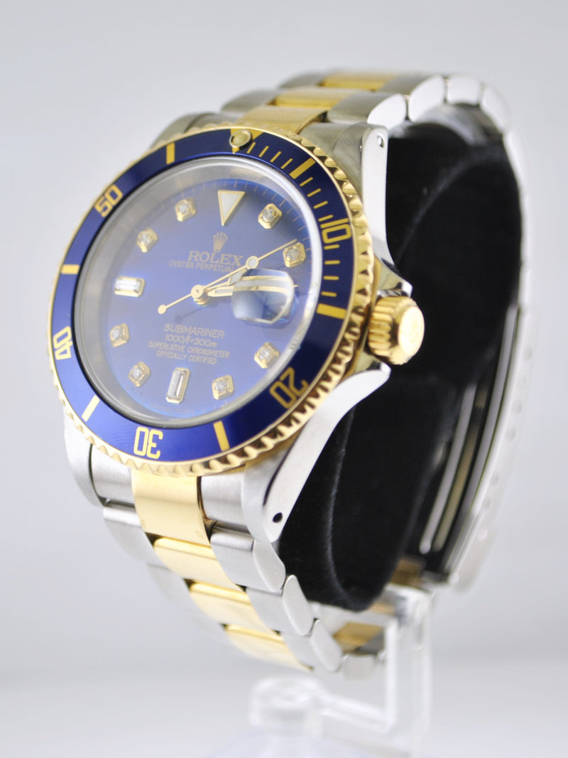 Rolex Submariner Men's Wristwatch in 2 Tone with Blue Aftermarket Diamond Dial and Bezel - $40K VALUE APR 57