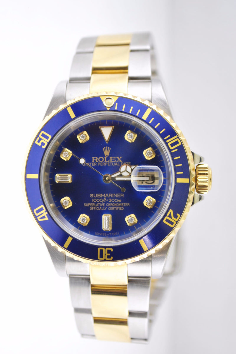 Skrøbelig facet sjælden Rolex Submariner Men's Watch Two-Tone with Blue Diamond Dial & Bezel