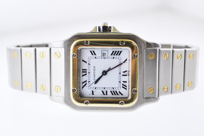 CARTIER Santos Two-Tone YG & SS Square Automatic Wristwatch - $12K VALUE! APR 57
