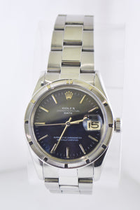 ROLEX Oyster Perpetual Date SS Men's Watch w/ Rare Fluted Bezel & Black Dial- $16K Appraisal Value! ✓ APR 57