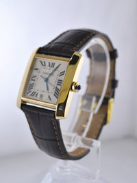 CARTIER Vintage Tank Francaise #1840 18K Yellow Gold Wristwatch on Leather Strap - $13K VALUE APR 57