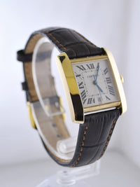 CARTIER Vintage Tank Francaise #1840 18K Yellow Gold Wristwatch on Leather Strap - $13K VALUE APR 57