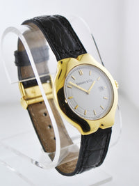 TIFFANY & CO. Tesoro 18K Yellow Gold Round #M0130 Wristwatch on Black Leather Strap - $20K VALUE APR 57