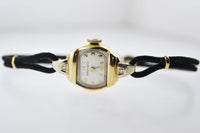 TIFFANY & CO. Solid YG Vintage Rhombus Wristwatch on Black Rope Strap - $6K VALUE APR 57