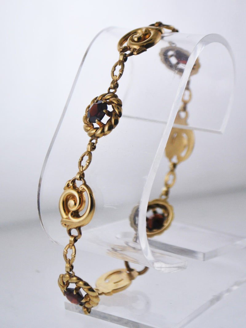 Designer Floral Garnet Tennis Bracelet in Solid Yellow Gold - $4K APR Value w/ CoA! APR 57