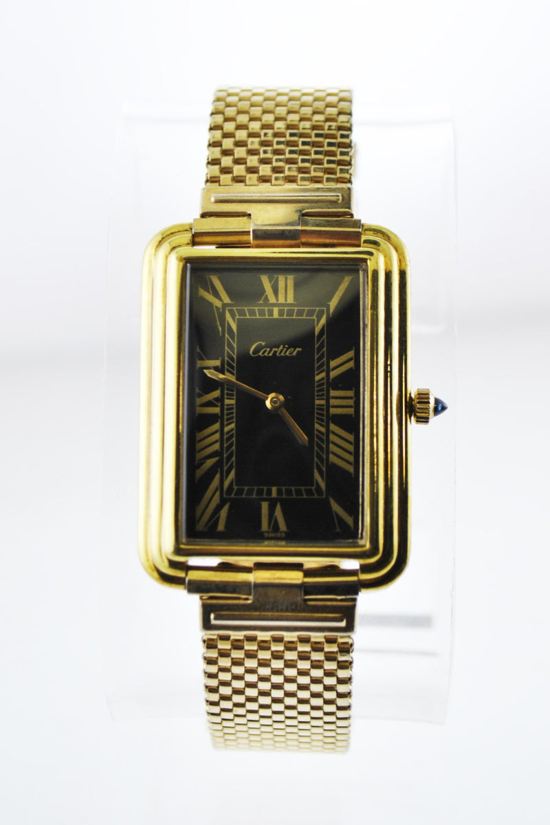 CARTIER Beautiful 18K Yellow Gold Rectangle Wristwatch on Original Link Band - $15K VALUE! APR 57