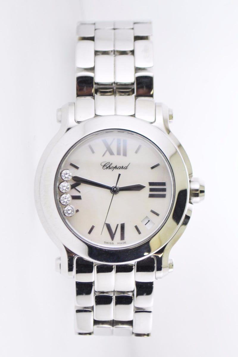 Chopard Happy Sport Floating Diamond Ladies Wristwatch Pearl Dial Ref.#8475 in Stainless Steel - $13K VALUE APR 57