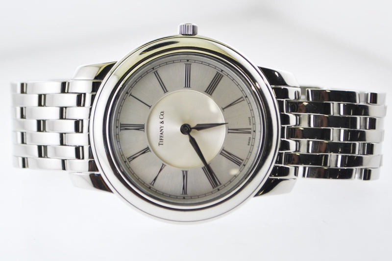 TIFFANY & CO. Rare Stainless Steel Round Water-Resistant Wristwatch on Original Link Band - $3K VALUE APR 57