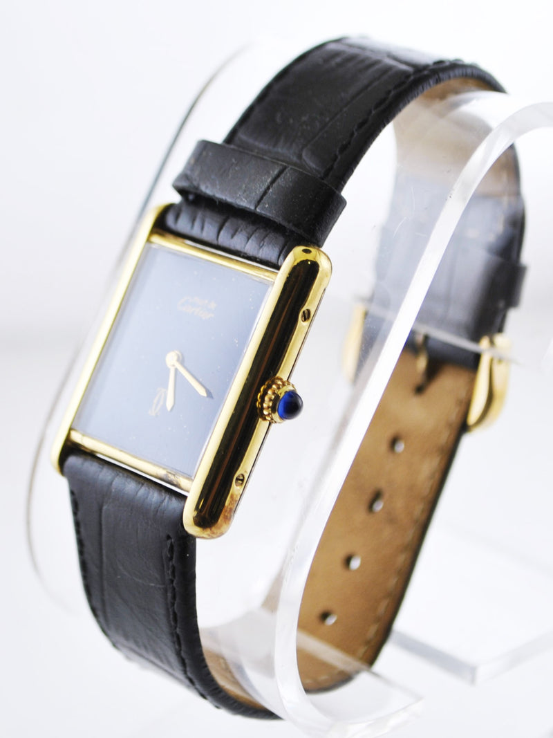 CARTIER Beautiful Vintage YG Rectangle Wristwatch w/ Sapphire Style Face - $5K VALUE! APR 57