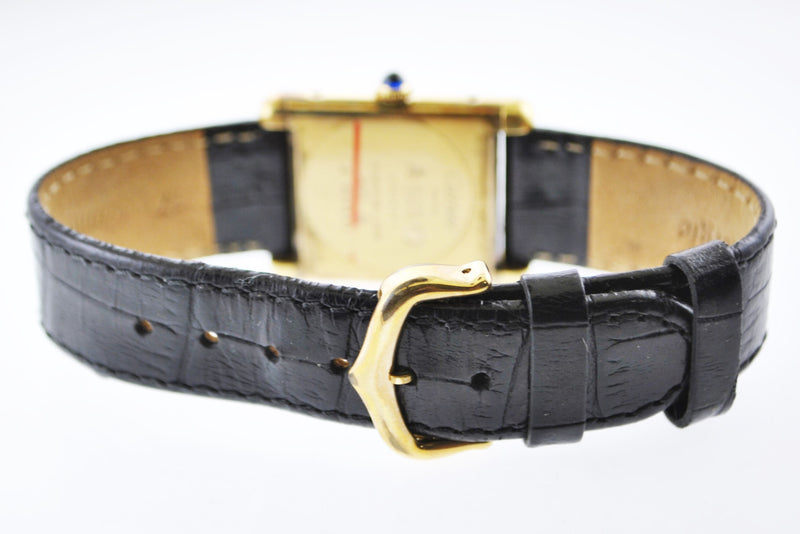 CARTIER Beautiful Vintage YG Rectangle Wristwatch w/ Sapphire Style Face - $5K VALUE! APR 57