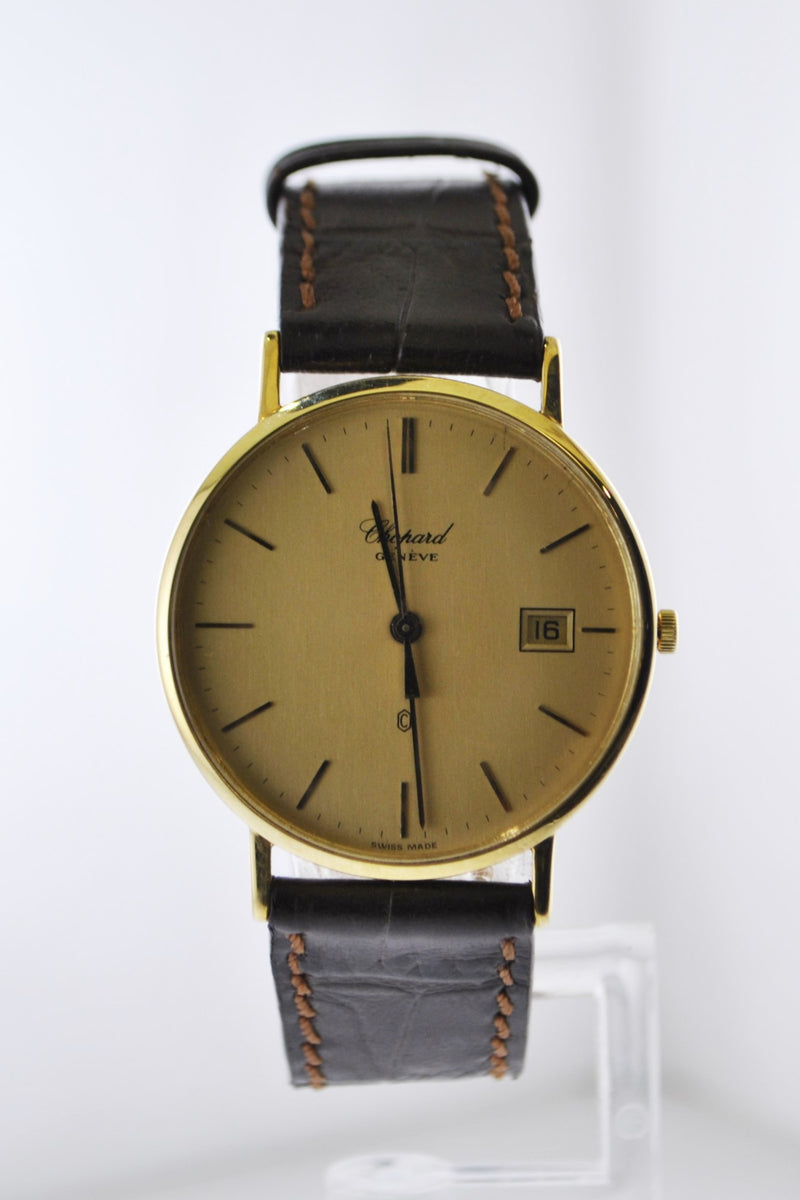 CHOPARD Vintage Ultra Thin YG Wristwatch on Brown Leather Strap, Ref. #1094 - $15K VALUE APR 57